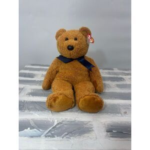 Ty Beanie Baby – Fuzz the Bear (1993, Retired) Brown plush bear